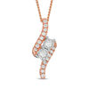 Thumbnail Image 0 of Ever Us™ 1/4 CT. T.W. Two-Stone Diamond Bypass Pendant in 14K Rose Gold - 19"