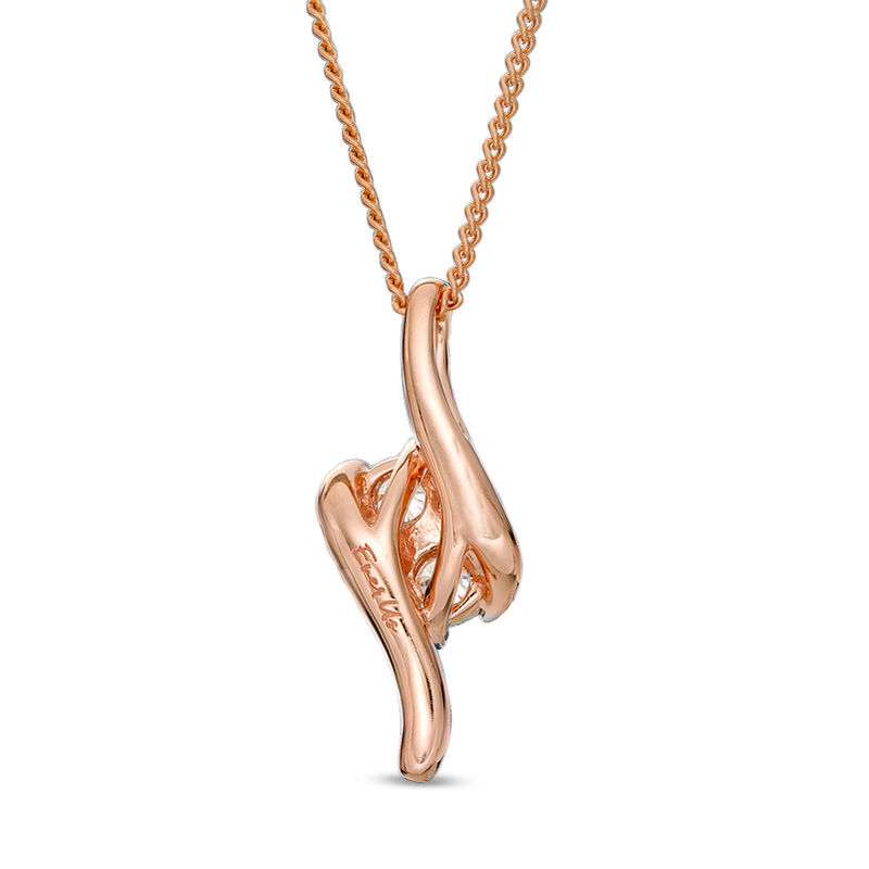 Ever Us™ 1/4 CT. T.W. Two-Stone Diamond Bypass Pendant in 14K Rose Gold - 19"