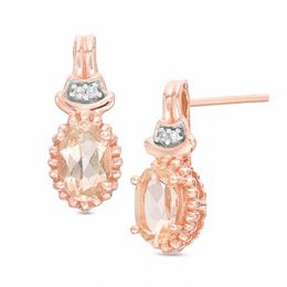 Clearance Earrings Zales Outlet Oval Morganite And Diamond Accent Bead Frame Drop Earrings In 10k Rose Gold