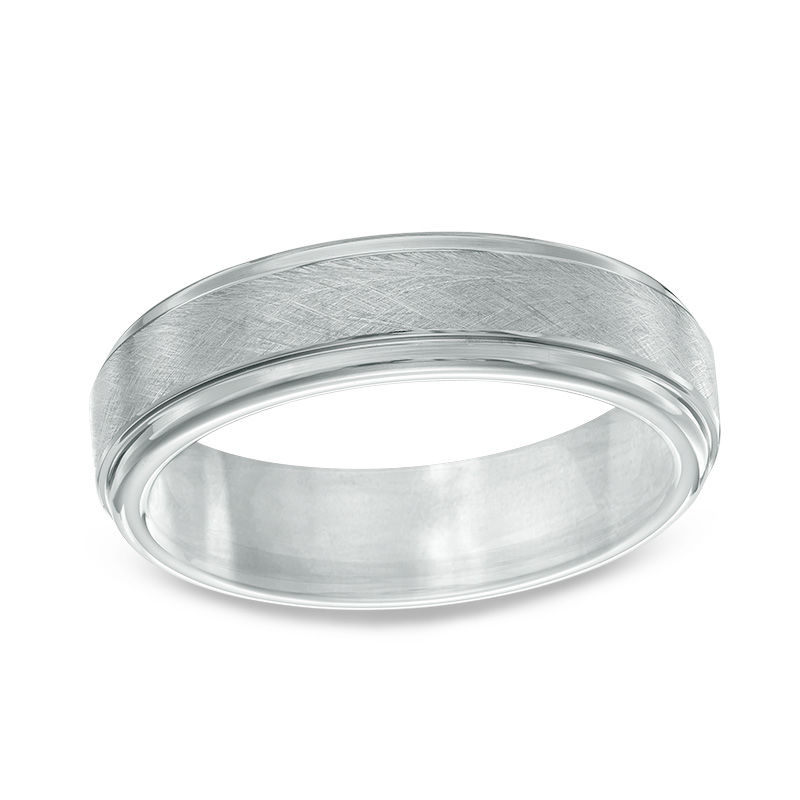 Main Image 1 of 6.0mm Satin Step Wedding Band in Tantalum - Size 10