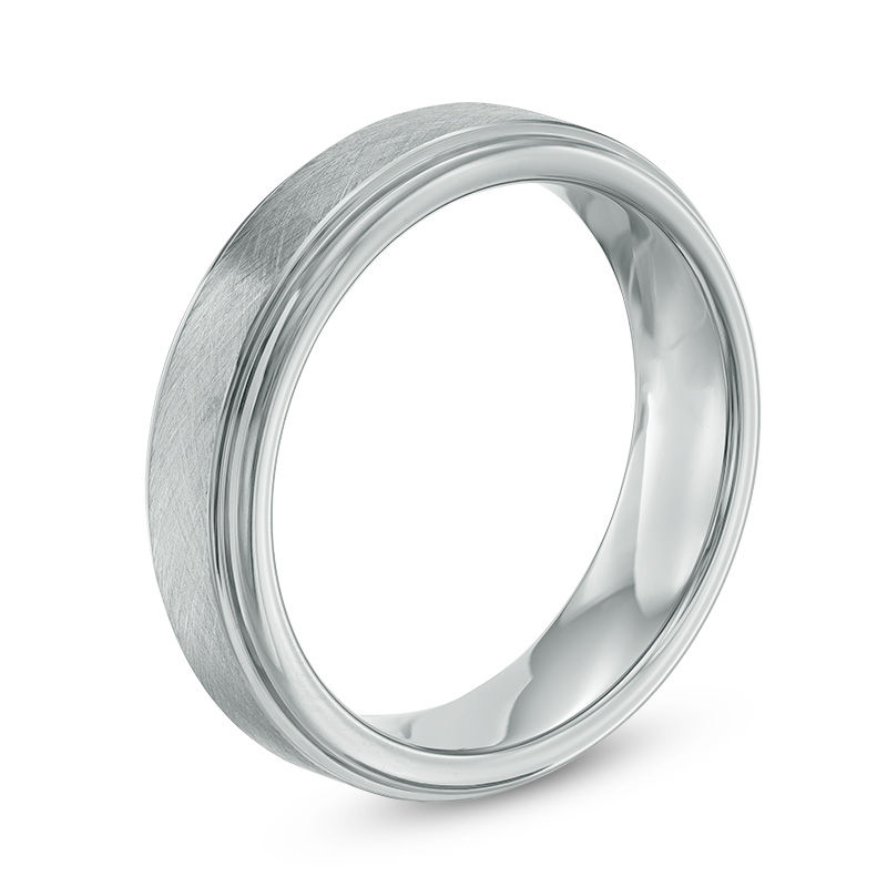 Main Image 2 of 6.0mm Satin Step Wedding Band in Tantalum - Size 10