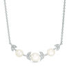 Thumbnail Image 1 of 5.0-7.0mm Freshwater Cultured Pearl and Lab-Created White Sapphire Vine Necklace in Sterling Silver