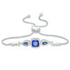 Thumbnail Image 0 of Multi-Shaped Lab-Created Blue and White Sapphire Frame Bolo Bracelet in Sterling Silver - 9.0"