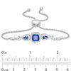 Thumbnail Image 1 of Multi-Shaped Lab-Created Blue and White Sapphire Frame Bolo Bracelet in Sterling Silver - 9.0"