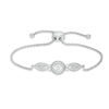 Thumbnail Image 0 of 5.0mm Lab-Created White Sapphire Frame Vintage-Style Bolo Bracelet in Sterling Silver - 9.0"