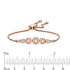 Thumbnail Image 1 of Morganite and Lab-Created White Sapphire Frame Bolo Bracelet in Sterling Silver with 18K Rose Gold Plate - 9"
