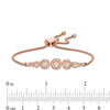 Thumbnail Image 2 of Morganite and Lab-Created White Sapphire Frame Bolo Bracelet in Sterling Silver with 18K Rose Gold Plate - 9"