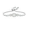 Thumbnail Image 1 of Cushion-Cut and Pear-Shaped Lab-Created Opal and White Sapphire Frame Bolo Bracelet in Sterling Silver - 9&quot;