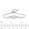 Thumbnail Image 2 of Cushion-Cut and Pear-Shaped Lab-Created Opal and White Sapphire Frame Bolo Bracelet in Sterling Silver - 9&quot;