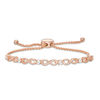 Thumbnail Image 1 of Lab-Created White Sapphire Infinity Link Bolo Bracelet in Sterling Silver with 18K Rose Gold Plate - 9"