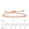 Thumbnail Image 2 of Lab-Created White Sapphire Infinity Link Bolo Bracelet in Sterling Silver with 18K Rose Gold Plate - 9"