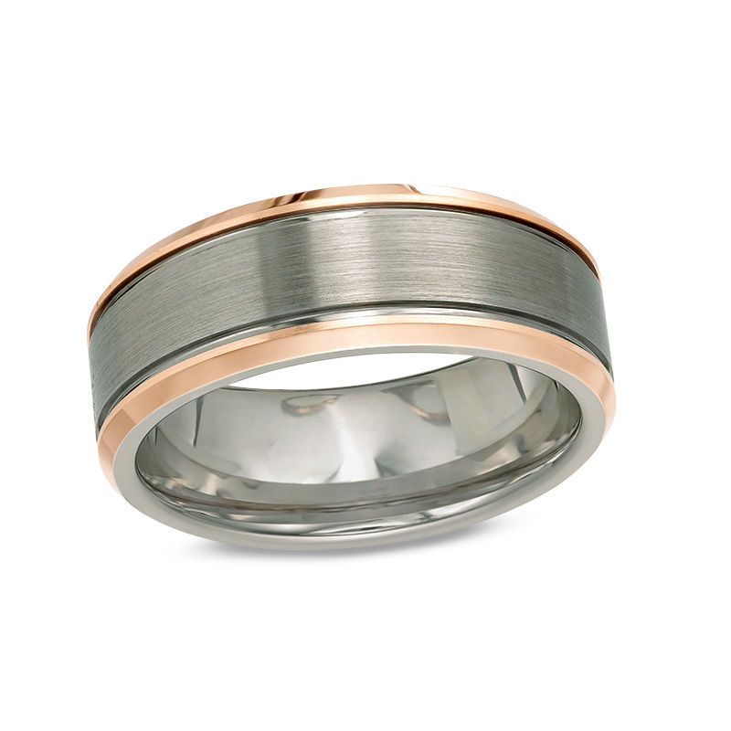 Men's 8.0mm Two-Tone Tantalum Wedding Band - Size 10