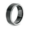 Thumbnail Image 2 of 8.0mm Satin Stepped Edge Wedding Band in Two-Tone IP Tantalum - Size 10
