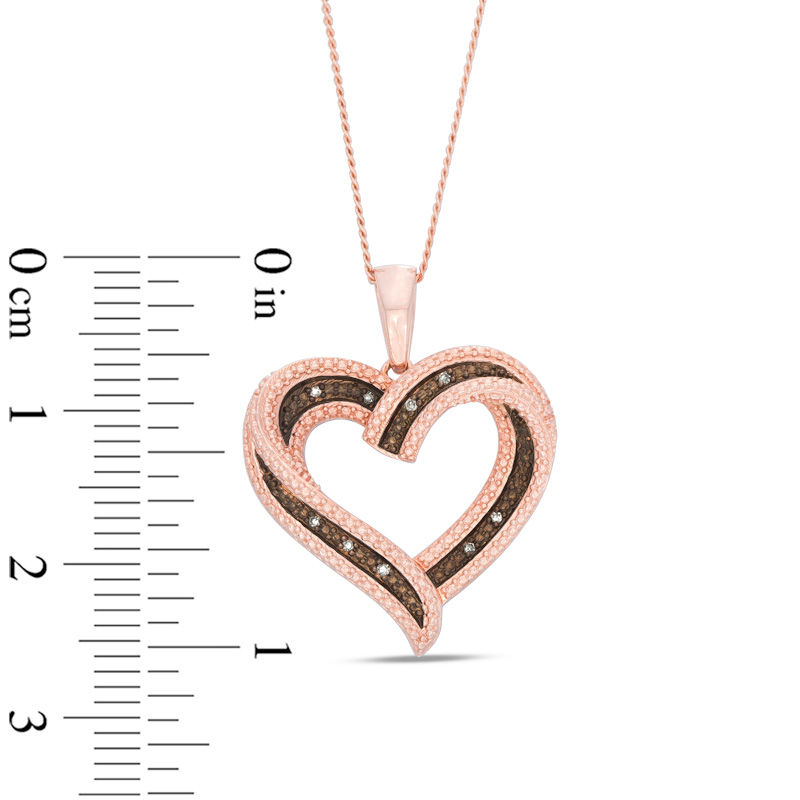 Champagne Diamond Accent Swirl Heart Pendant in Sterling Silver with 14K Rose Gold Plate