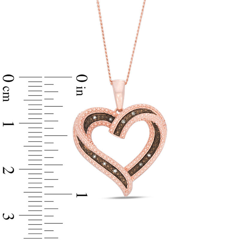 Main Image 2 of Champagne Diamond Accent Swirl Heart Pendant in Sterling Silver with 14K Rose Gold Plate