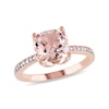 Thumbnail Image 1 of 8.0mm Cushion-Cut Morganite and Diamond Accent Engagement Ring in 10K Rose Gold
