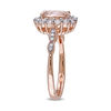 Thumbnail Image 2 of Oval Morganite, White Topaz and Diamond Accent Frame Engagement Ring in 14K Rose Gold