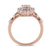 Thumbnail Image 2 of Oval Morganite, White Topaz and Diamond Accent Frame Engagement Ring in 14K Rose Gold