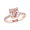 Thumbnail Image 1 of 8.0mm Cushion-Cut Morganite and Diamond Accent Engagement Ring in 10K Rose Gold