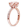 Thumbnail Image 1 of 8.0mm Cushion-Cut Morganite and Diamond Accent Engagement Ring in 10K Rose Gold