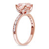 Thumbnail Image 2 of 8.0mm Cushion-Cut Morganite and Diamond Accent Engagement Ring in 10K Rose Gold