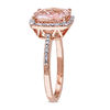 Thumbnail Image 1 of 10.0mm Cushion-Cut Morganite and 1/10 CT. T.W. Diamond Frame Engagement Ring in 14K Rose Gold