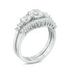 Thumbnail Image 2 of Lab-Created White Sapphire Three Stone Bridal Set in Sterling Silver