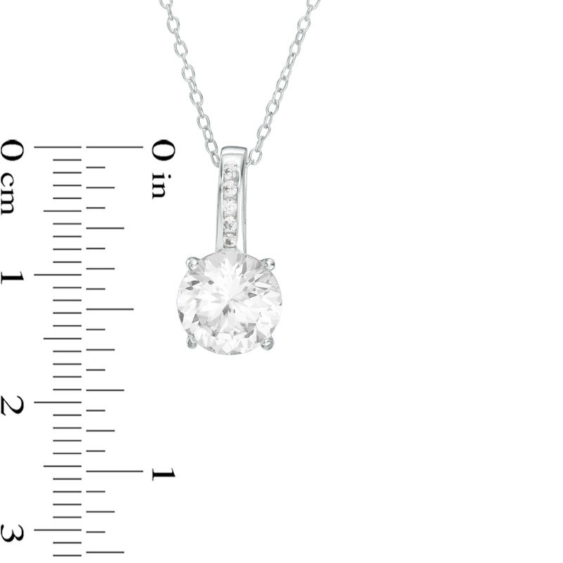 Main Image 2 of Lab-Created White Sapphire Pendant and Drop Earrings Set in Sterling Silver