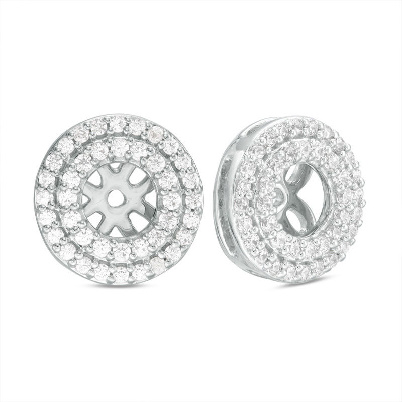 1/2 CT. T.W. Diamond Double Frame Earring Jackets in 10K White Gold