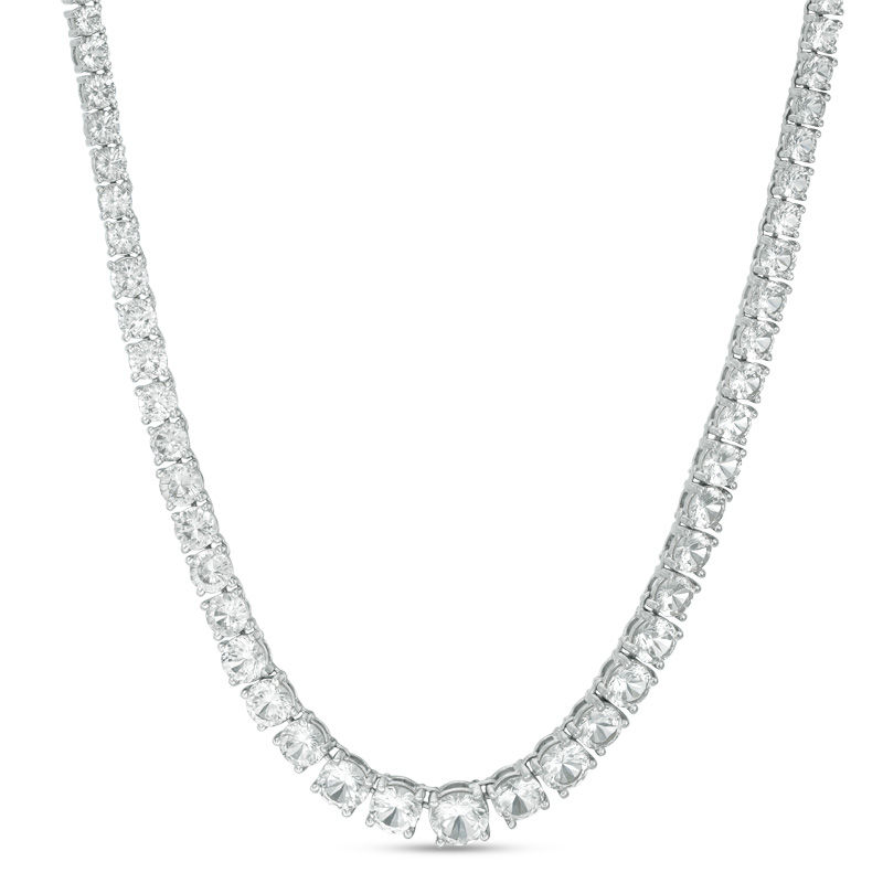 2CT TCW ROUND LAB DIAMOND 4 PRONG TENNIS NECKLACE – BeverlyDiamonds