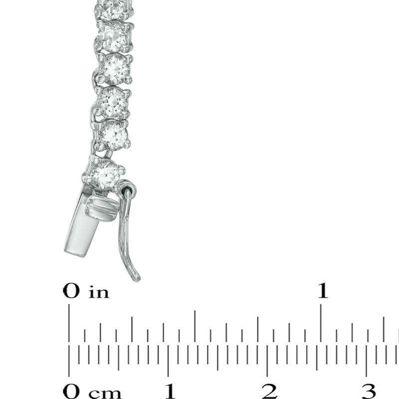 Main Image 2 of Graduated White Lab-Created Sapphire Tennis Necklace in Sterling Silver