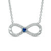 Thumbnail Image 1 of Vera Wang Love Collection 1/6 CT. T.W. Diamond and Blue Sapphire Infinity Necklace in Sterling Silver - 19"