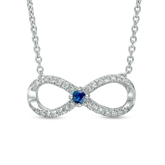 Vera Wang Love Collection 1/6 CT. T.W. Diamond and Blue Sapphire Infinity Necklace in Sterling Silver - 19"