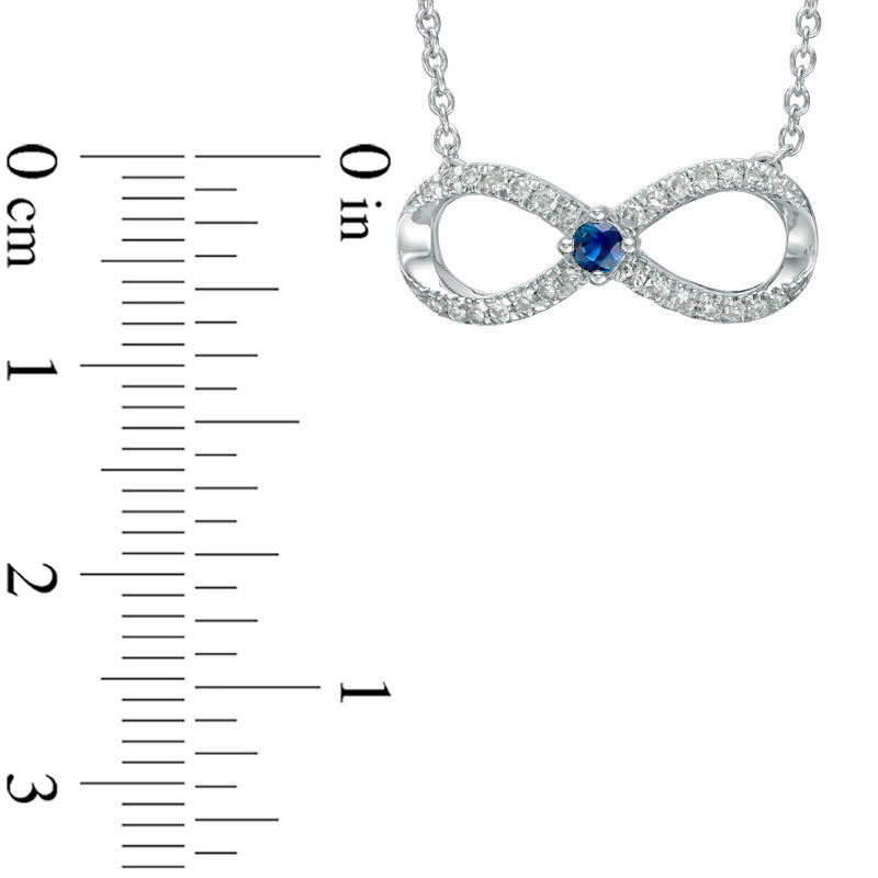 Main Image 3 of Vera Wang Love Collection 1/6 CT. T.W. Diamond and Blue Sapphire Infinity Necklace in Sterling Silver - 19"