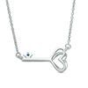 Thumbnail Image 2 of Vera Wang Love Collection 1/20 CT. T.W. Diamond and Blue Sapphire Heart-Top Key Necklace in Sterling Silver - 19"