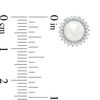 Vera Wang Love Collection Cultured Akoya Pearl and 1/8 CT. T.W. Diamond Frame Stud Earrings in 14K White Gold