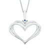 Thumbnail Image 2 of The Kindred Heart from Vera Wang Love Collection 1/3 CT. T.W. Diamond and Sapphire Pendant in 14K White Gold - 19"