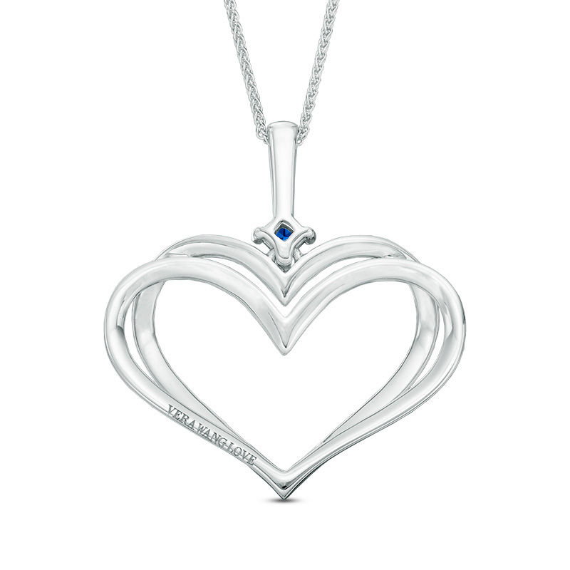 Main Image 2 of The Kindred Heart from Vera Wang Love Collection 1/3 CT. T.W. Diamond and Sapphire Pendant in 14K White Gold - 19"