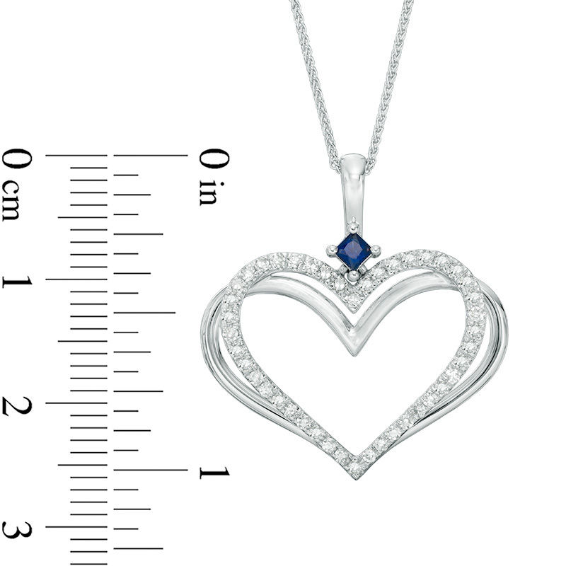 Main Image 3 of The Kindred Heart from Vera Wang Love Collection 1/3 CT. T.W. Diamond and Sapphire Pendant in 14K White Gold - 19"