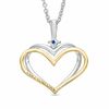 Thumbnail Image 2 of The Kindred Heart from Vera Wang Love Collection Diamond and Sapphire Pendant in Sterling Silver and 14K Gold - 19"