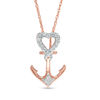 Thumbnail Image 1 of 1/10 CT. T.W. Diamond Heart-Top Anchor Pendant in 10K Rose Gold