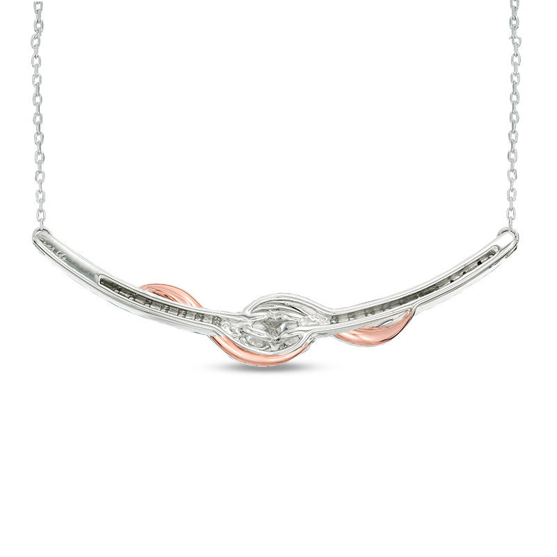 Main Image 2 of Ever Us® 1 CT. T.W. Two-Stone Diamond Swirl Necklace in 14K Two-Tone Gold - 17"