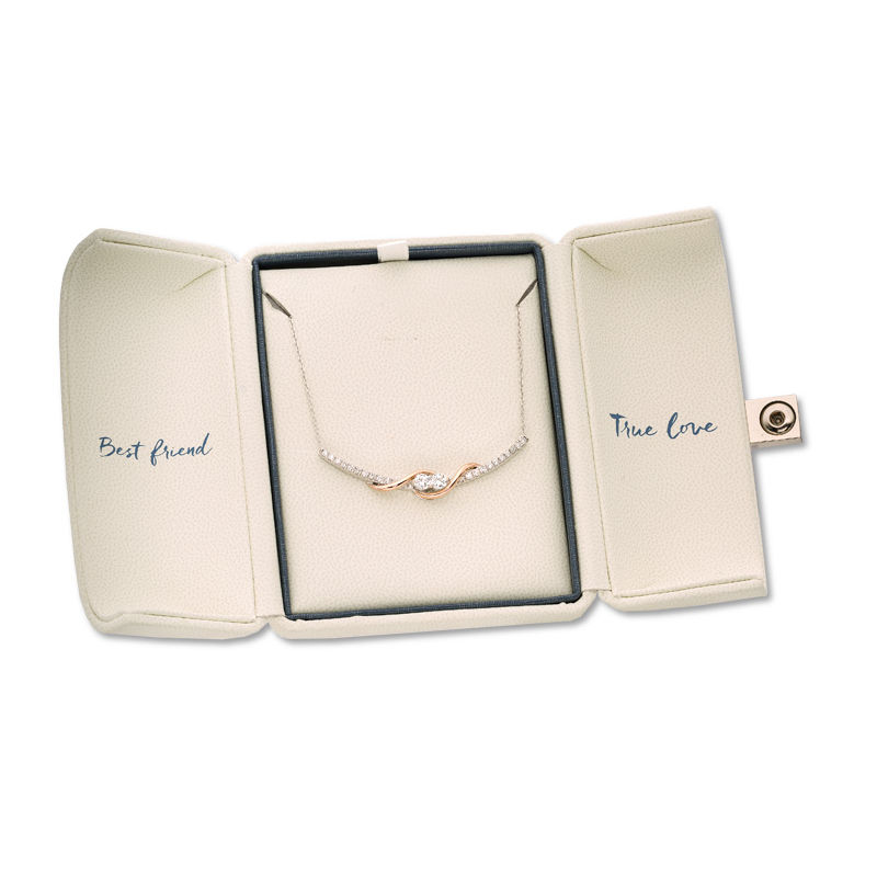Main Image 3 of Ever Us® 1 CT. T.W. Two-Stone Diamond Swirl Necklace in 14K Two-Tone Gold - 17"