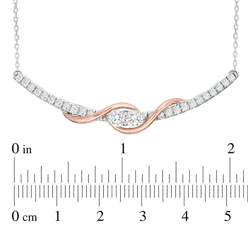Ever Us® 1 CT. T.W. Two-Stone Diamond Swirl Necklace in 14K Two-Tone Gold - 17"