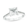 Thumbnail Image 1 of 7.0mm Princess-Cut Lab-Created White Sapphire Engagement Ring in 10K White Gold