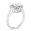 Thumbnail Image 2 of 6.5mm Lab-Created White Sapphire Double Frame Engagement Ring in Sterling Silver