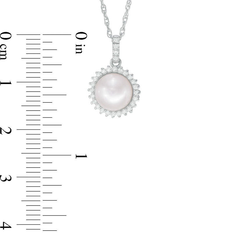 Vera Wang Love Collection Cultured Akoya Pearl and Diamond Accent Frame Pendant in 14K White Gold