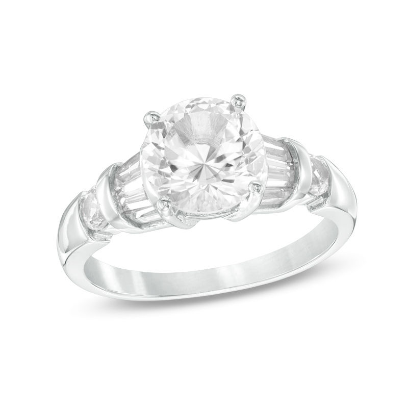 Main Image 1 of 8.0mm Lab-Created White Sapphire Engagement Ring in Sterling Silver