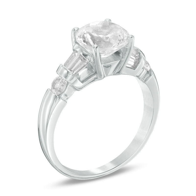 Main Image 2 of 8.0mm Lab-Created White Sapphire Engagement Ring in Sterling Silver