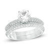 Thumbnail Image 0 of 6.25mm Lab-Created White Sapphire Vintage-Style Bridal Set in Sterling Silver